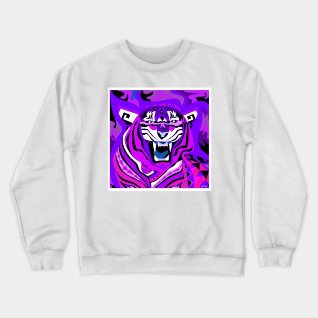 bengal tiger in zodiac of china new year pattern Crewneck Sweatshirt by jorge_lebeau